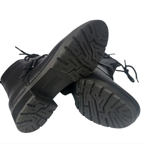 SOUL Naturalizer Quaid Combat Lace-up Boots Black 9 - Picture 2 of 4